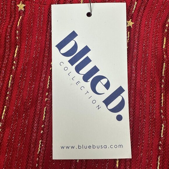 Blueb Collection Red Long-Sleeve Sheer Top With Gold Accents - Size S - Picture 4 of 6